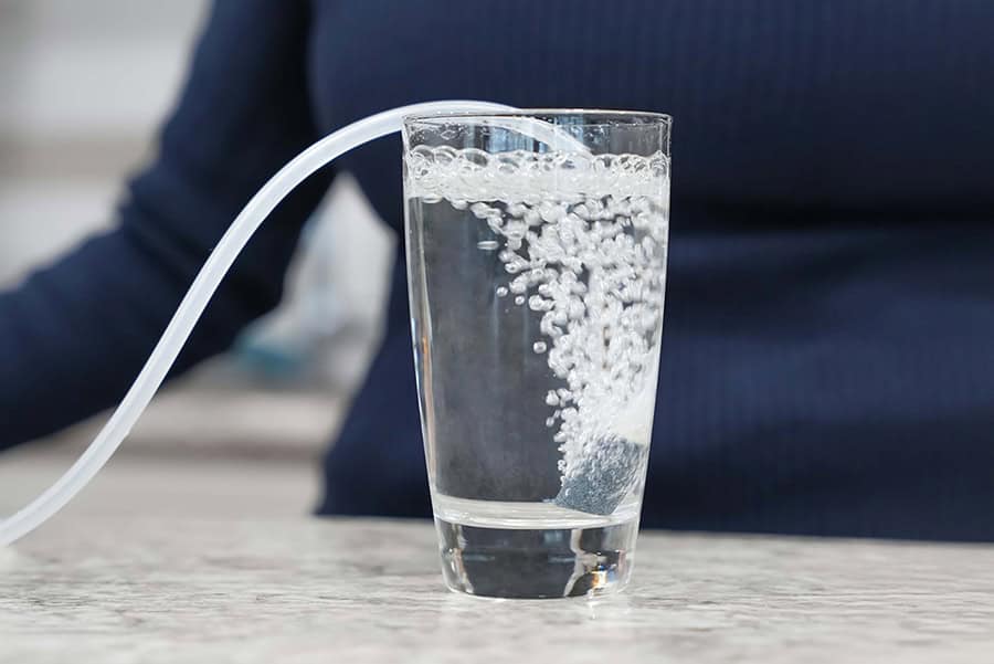 Ozonating a glass of water